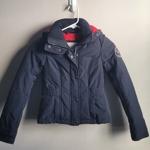 Abercrombie & Fitch Girls Black Puffer with Red Quilted Interior